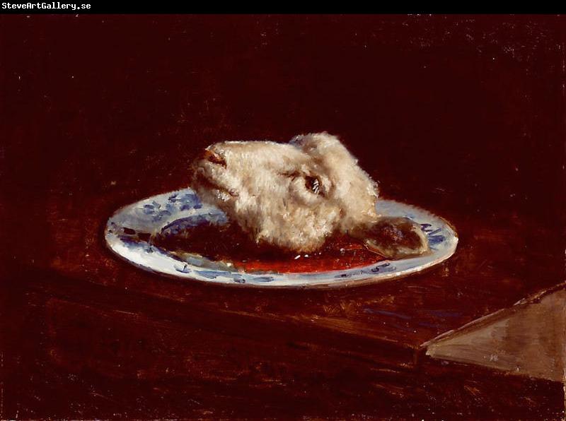 Viggo Johansen A lamb's head on a plate
